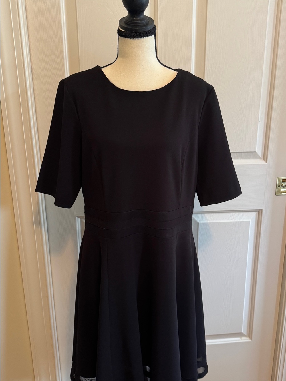 Calvin Klein Black Fit & Flare Dress Size 14 Sheer Hem